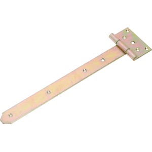 Té de charnière lourd zingué jaune 500 mm x 37 mm pour fixations de portes et portails.
