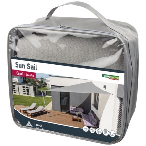 Voile d'ombrage Windhager Capri emballée, triangulaire, grise, 4x4x4 m, protection UV pour terrasse et jardin.