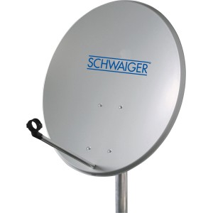 Antenne parabolique offset SAT en acier, Ø 55 cm, revêtement en poudre, avec support LNB pour une réception sans interférence.
