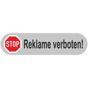 Autocollant rectangulaire "Pas de publicité", gris avec panneau stop rouge.