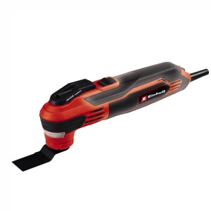 Outil multifonction Einhell TE-MG 350 EQ en rouge et noir avec lame de scie montée.