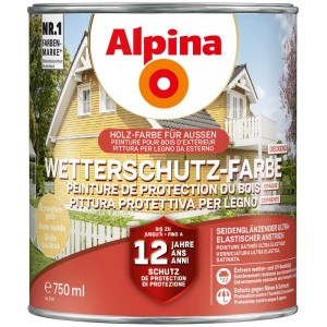 Alpina Wetterschutzfarbe Schwedengelb, 750ml Dose für langanhaltenden Schutz.