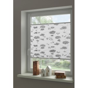 Gardinia Plissee Concept mit Blumenmuster, 60x130 cm, am Fenster montiert.