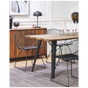Chaises de salle à manger Aurora, lot de 2, métal noir avec coussins en similicuir, partie d'un ensemble de salle à manger.