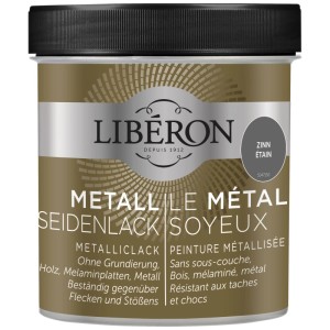 Libéron Metall-Seidenlack Zinn 0,5 l effetto metallico. Vernice per mobili in legno e altro.