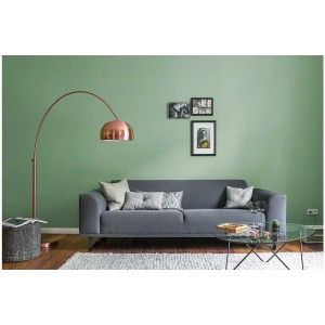 Salon avec peinture murale Alpina Finest Colours Generous Green, une riche teinte verte.