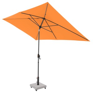 Ombrellone a palo centrale Doppler myZone Auto Tilt arancione, 300x200 cm, con manovella e funzione auto-tilt.