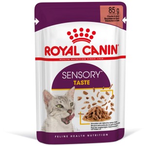 Royal Canin Sensory Taste cibo umido per gatti in salsa, confezione da 85g.