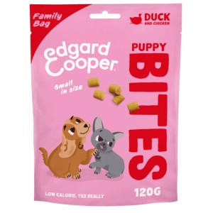 Edgard & Cooper Puppy Bites, snack per cuccioli con anatra e pollo in confezione famiglia da 120g.
