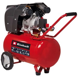 Compresseur rouge Einhell TE-AC 360/50/10 avec réservoir de 50 litres et poignée de transport.