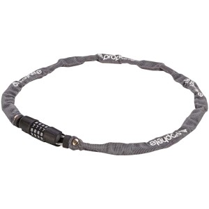 Lucchetto a catena Prophete grigio, lunghezza 90 cm, con codice numerico per biciclette.