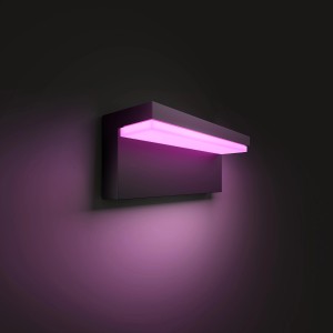 Schwarze Philips Hue Nyro Wandleuchte mit farbigem Licht, 1000 Lumen.