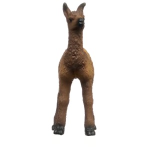 Poulain lama Schleich Farm World détaillé avec fourrure marron.