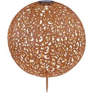 Globo Solarleuchtkugel aus Metall in Rostoptik mit filigranem Geflechtmuster, Ø 40 cm.