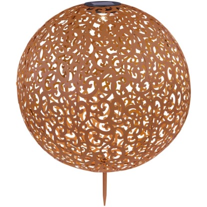 Globo Lampada a sfera a energia solare metallo ruggine Ø 40 cm