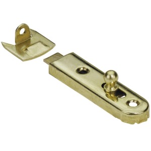 Loquet de meuble droit 50 mm, laitonné, 2 pièces, pour accessoires de meubles.