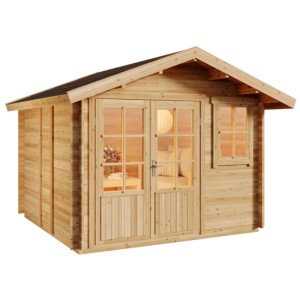 Alpholz Set casetta da giardino Palermo Naturale: casetta in legno con doppia porta, finestra e tetto.