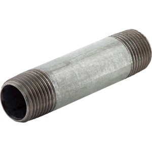 Raccordo in ghisa malleabile 21 mm (R 1/2) x 80 mm, zincato, con filettatura maschio per raccordi tubi.