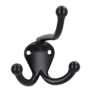 Patère Siro 581 noire en métal avec trois options de suspension.