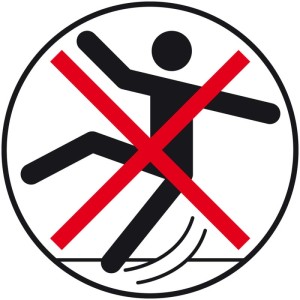 Symbol: Rutschgefahr. Warnhinweis für Badewanneneinlagen.