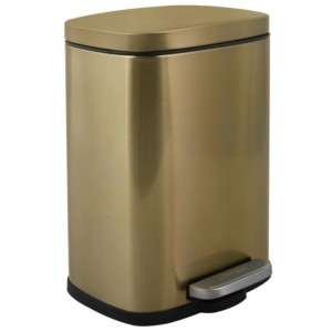 Spirella Akira pattumiera bagno, 5 l, oro spazzolato, con pedale e chiusura soft-close.