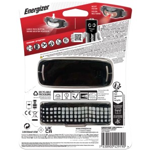 Energizer Lampe frontale LED Universal Plus 3 avec lumière blanche et rouge, piles incluses.