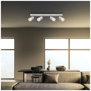Faretto Briloner® Rub, 4 luci, finitura cromata, per lampadine GU10. Spot moderno per spazi abitativi.