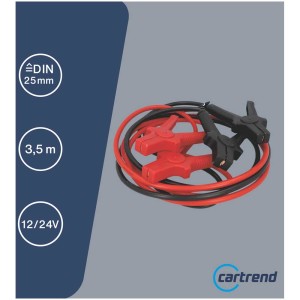Cavi di avviamento Cartrend Alu-Cu, 3,5 m, 350 Amp, con pinze rosse e nere.
