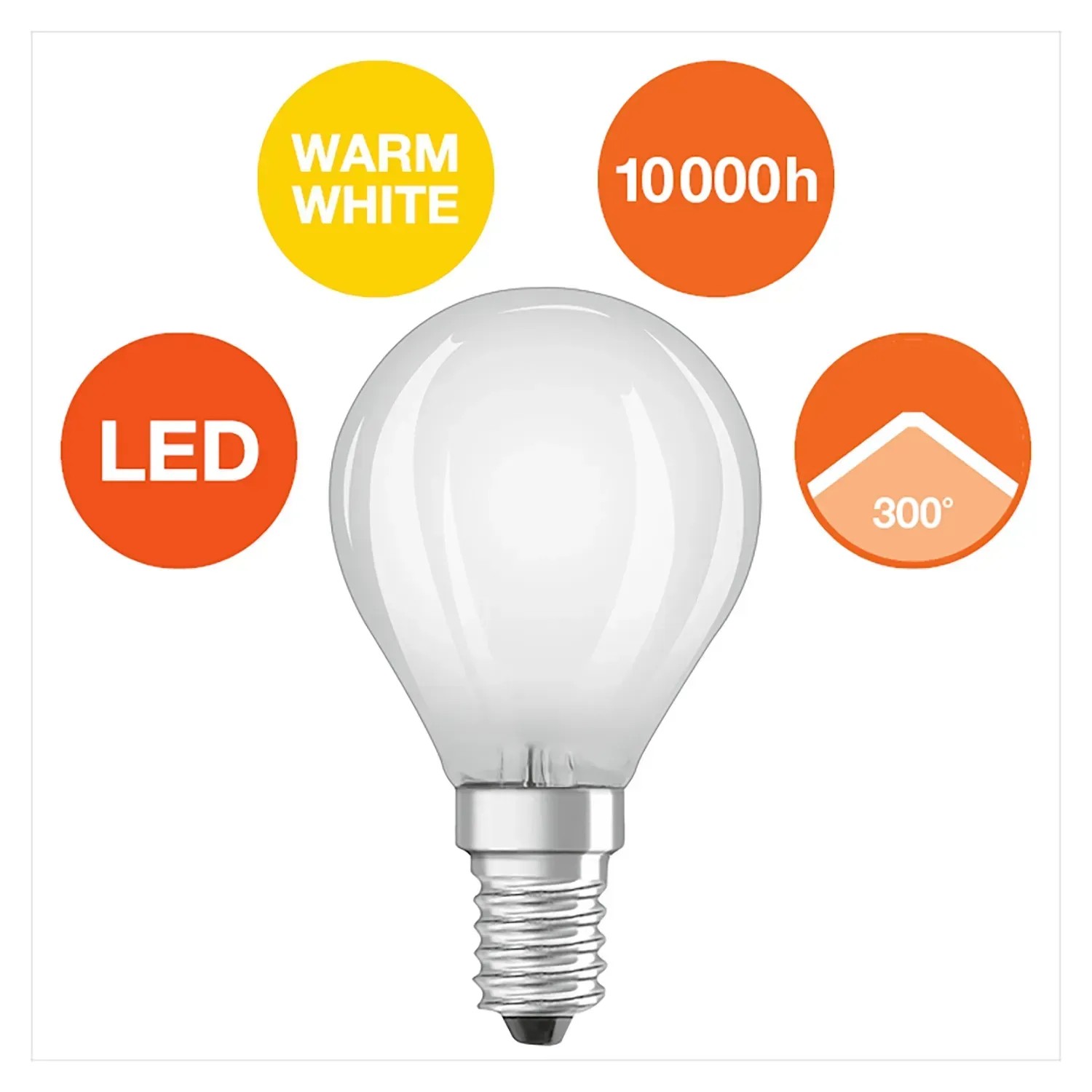Osram Ampoule LED Base forme goutte filament mat E14 Blanc chaud