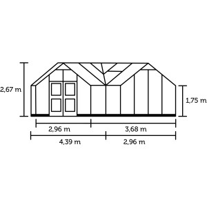 Disegno tecnico serra Juliana Orangerie 15, dimensioni: 267x296x439 cm.