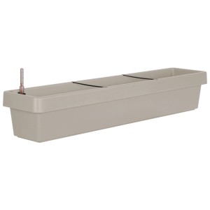 Geli Blumenkasten Viva, sandfarbener Kunststoff, 17x21x98 cm, mit Wasserstandsanzeiger.