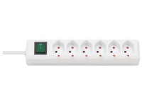 Swiss-Line Multipresa con interruttore H05VV-F 3G 6 x / Bianco / 1,5 m