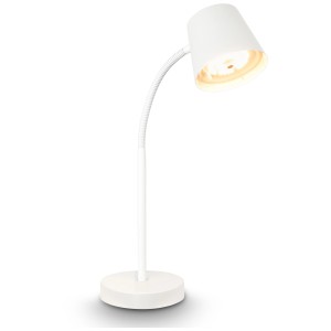 Lampada da scrivania a LED Briloner bianca, dimmerabile, con batteria ricaricabile e testa orientabile.