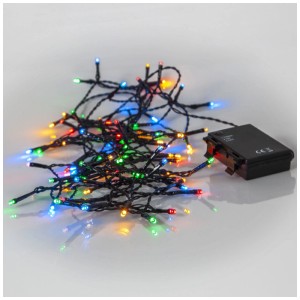 Guirlande lumineuse LED Star Trading Multicolor avec 80 LED et boîtier à piles pour intérieur et extérieur.
