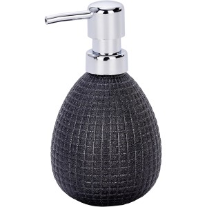 Dispenser sapone Wenko Polaris Jet antracite in ceramica con pompa cromata.