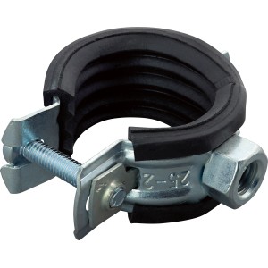 Collare di supporto insonorizzato (Ø 25-28 mm) in acciaio zincato con inserto in gomma.