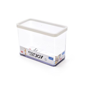 Contenitore rettangolare Rotho Loft Premium, 2.1 l, trasparente con coperchio bianco.