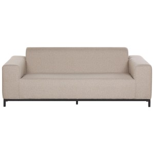 Canapé de jardin Rovigo beige 3 places avec structure noire pour espaces lounge.