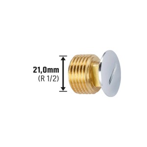 Tappo filettato, 21mm (R 1/2), ottone cromato, per sigillare connessioni filettate.