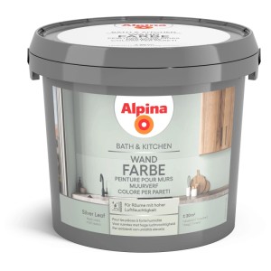 Secchio di pittura murale Alpina Bath & Kitchen Silver Leaf, adatta per ambienti umidi.