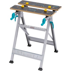 wolfcraft Master 200 Établi : Table de serrage et de travail pliable avec plateau en MDF et système de pliage rapide.