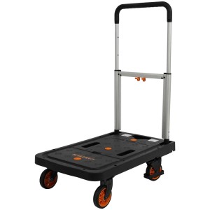 Carrello a piattaforma pieghevole Cartech con manico in alluminio, portata 135 kg. Ideale per trasportare carichi pesanti.