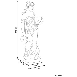 Antike Gartenskulptur Frau mit Wasserkrug aus Magnesiumoxid, 115 cm hoch. Ideal für Garten und Haus.
