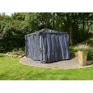 Set di tende Palram Canopia per gazebo (3-4m) antracite, con porta a zip.