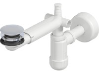 Prevex Raumspar-Siphon Preloc mit Pop-Up-Ventil verchromt Weiss Ø 32 mm