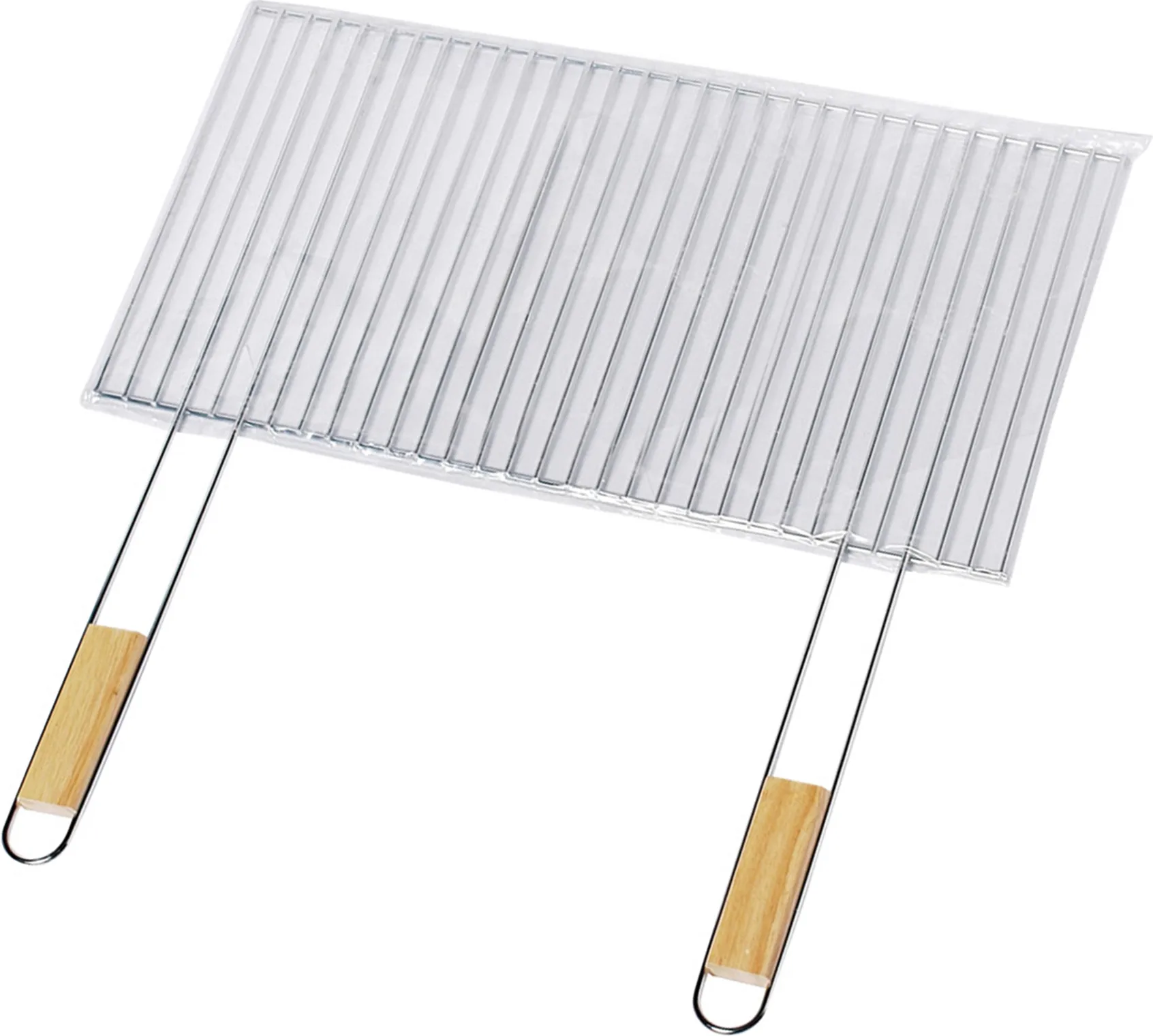 Grillrost 58x30cm Aus Verchromtem Stahl Mit 2 Holzgriffen – Robuster Ersatzrost Für Viele Grills