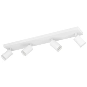 Barre LED blanche Eglo Melitello-Z avec 4 spots en aluminium et acier. Plafonnier pour salon et bureau.
