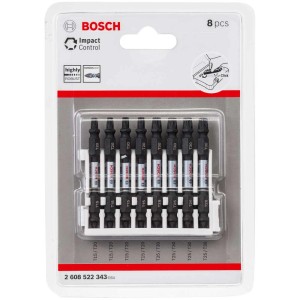 Set di inserti Bosch Impact Control, 8 pezzi: inserti per cacciavite T15-T30 per avvitatori e avvitatori a impulsi.