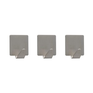 Tiger Baseline Square crochets, lot de 3, acier inoxydable brossé. Crochets muraux carrés pour salle de bain et cuisine.