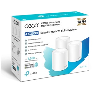 Système Wi-Fi Mesh TP-Link Deco X50 (pack de 3) dans son emballage. Technologie réseau pour une couverture Wi-Fi optimale.